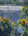 Sonnenblumen am Ufer der Seine Landschaft Gustave Caillebotte